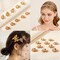 10 Pcs Alloy Flower Hair Clips Mini Metal Gold Duck Clip Hairpin Flower with Rhinestones